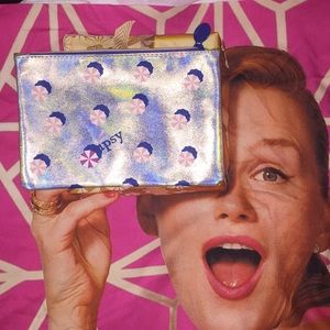 Holographic peppermint ipsy makeup bag GUC